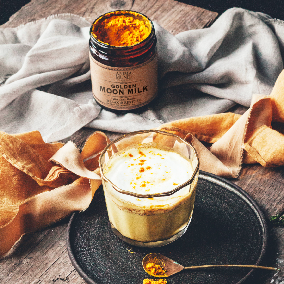 golden moon milk with blue lotus vanilla
