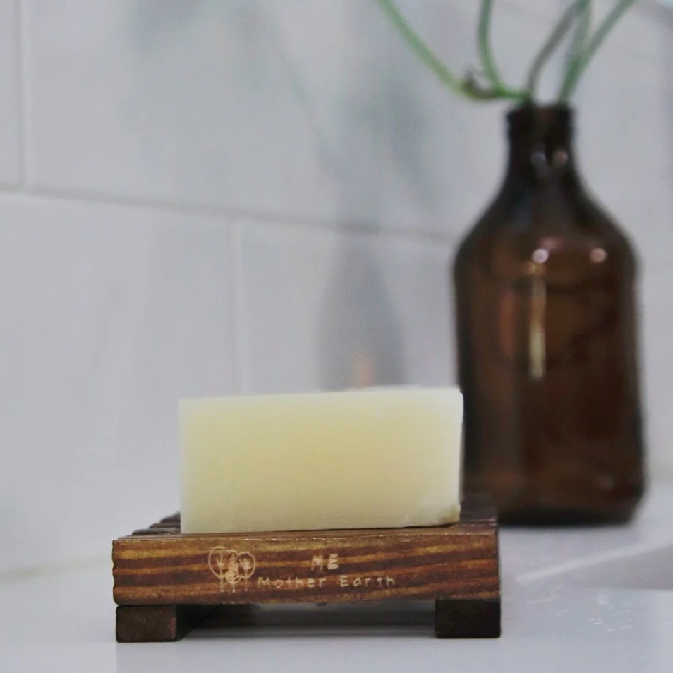 stained wood soap dish